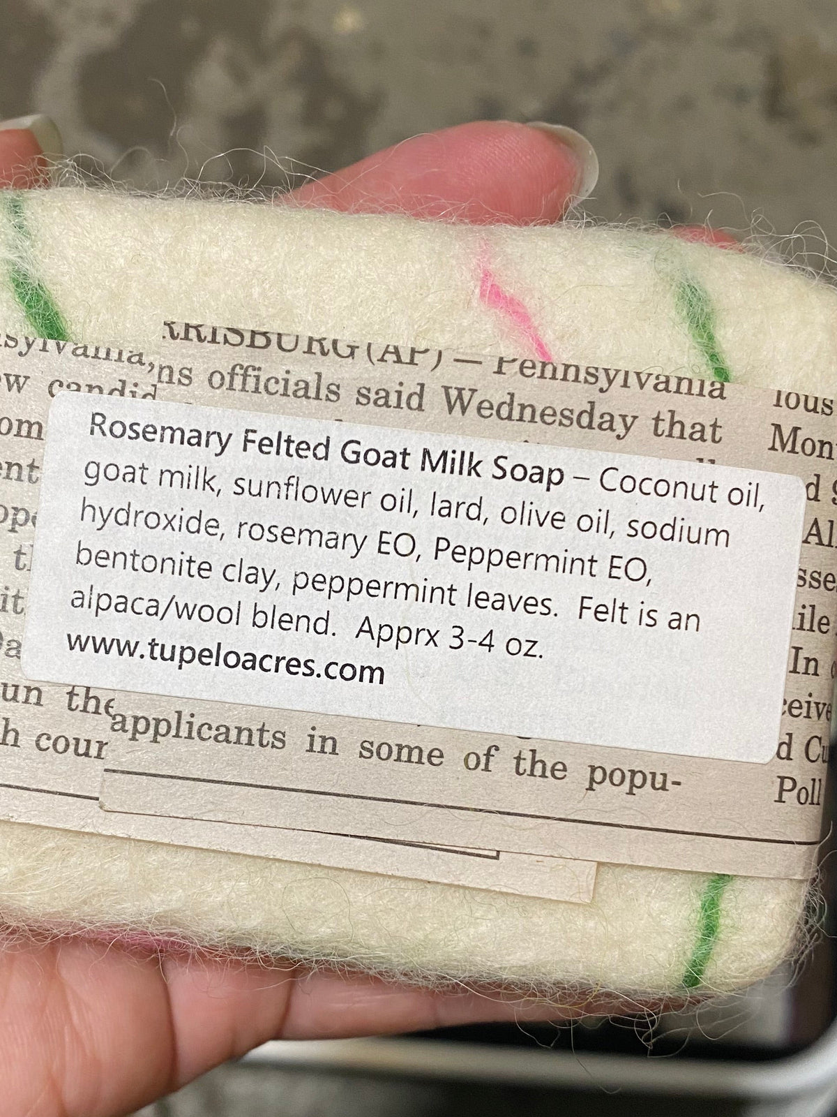 Tupelo Acres Soap - Felted Goat Milk