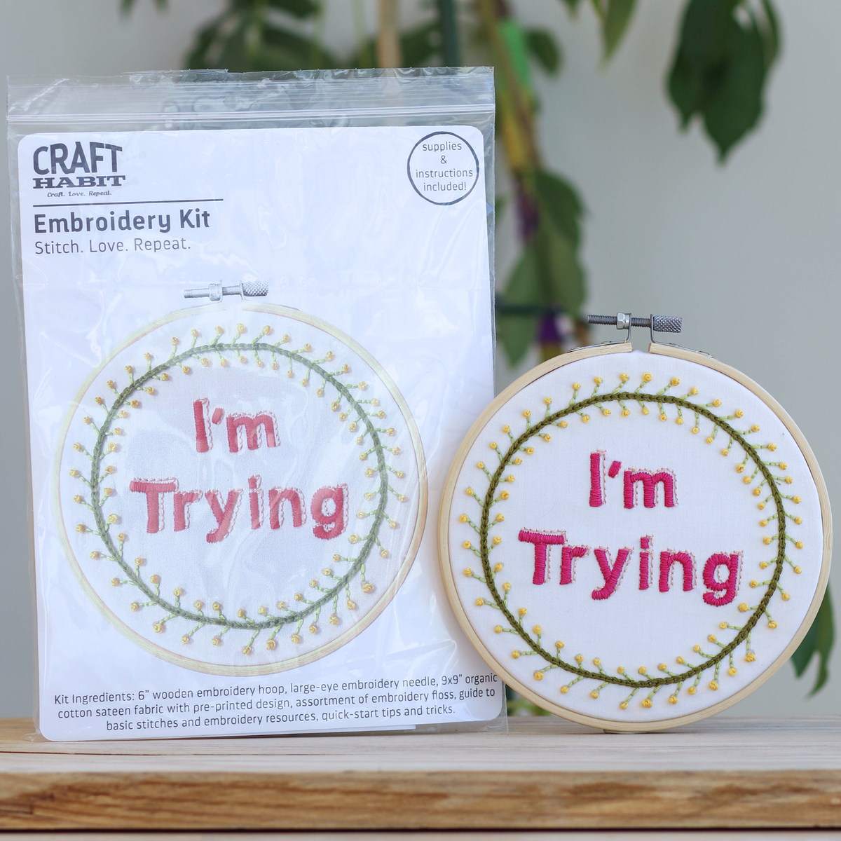 I'm Trying Embroidery Kit