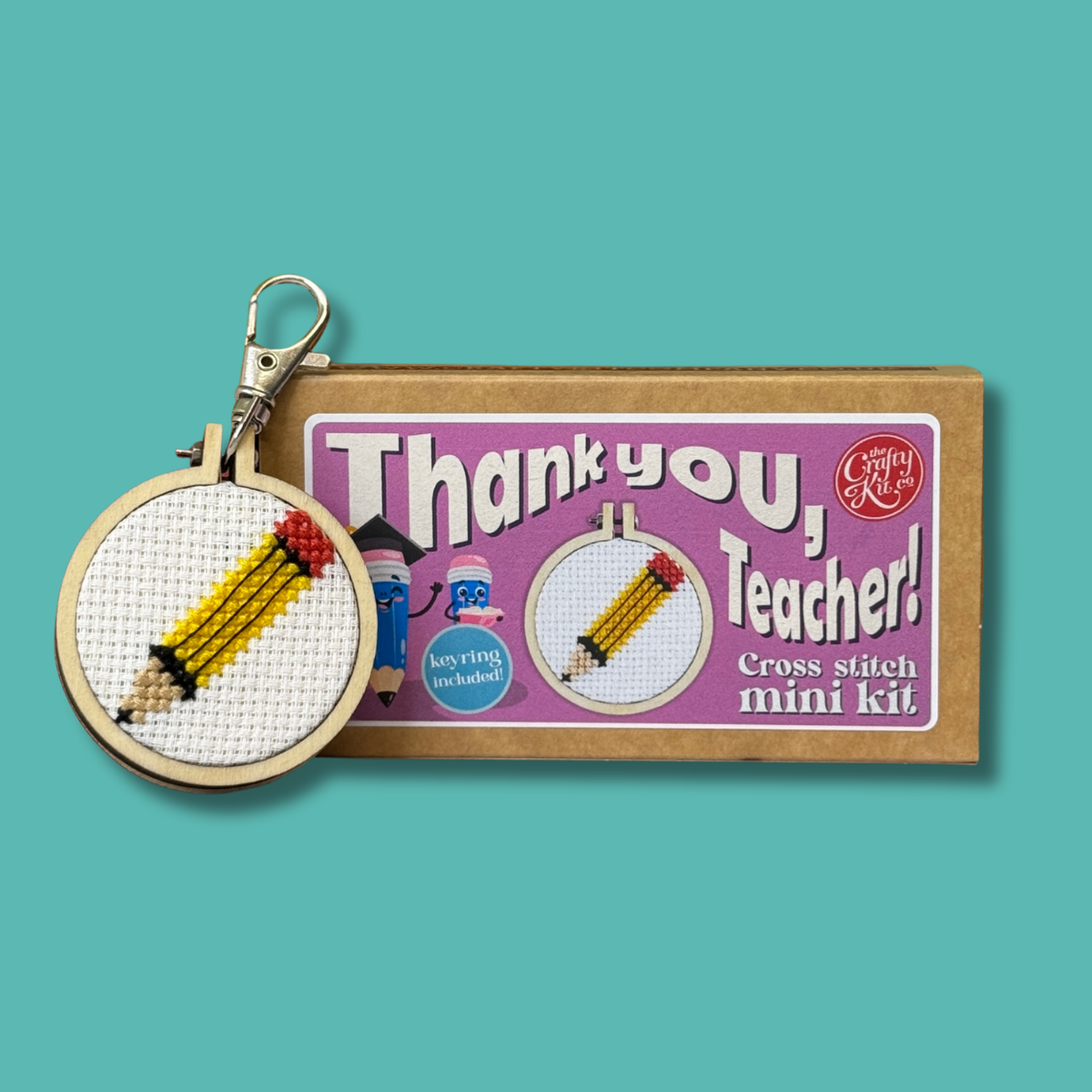 'Thank you, Teacher!'(pencil) Mini Matchbox Cross Stitch Kit