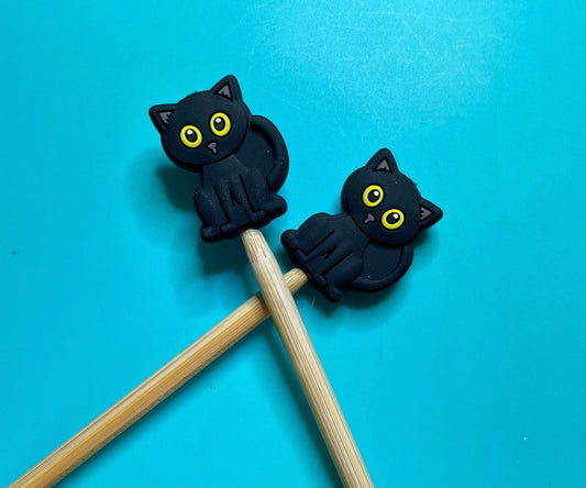 Kawaii Black Cat Knitting Needle Protectors
