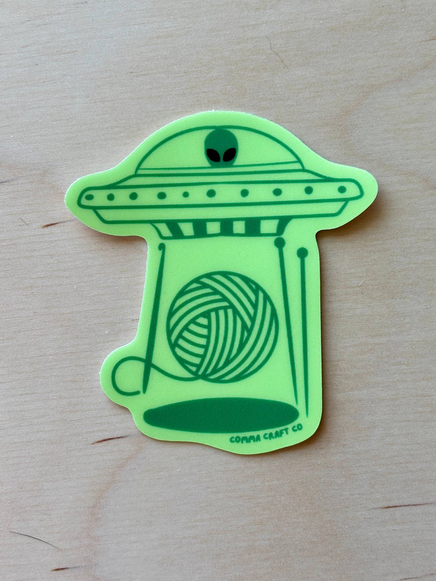 Glow in the Dark Vinyl Sticker - UFO Alien