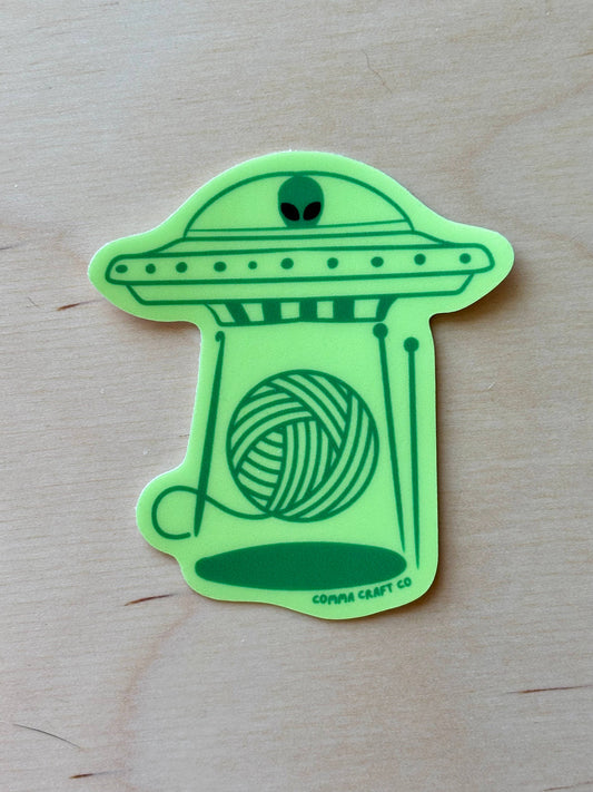 Glow in the Dark Vinyl Sticker - UFO Alien