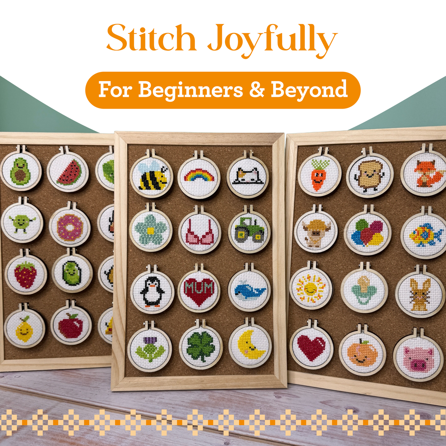 'Thank you, Teacher!' (apple) Mini Matchbox Cross Stitch Kit