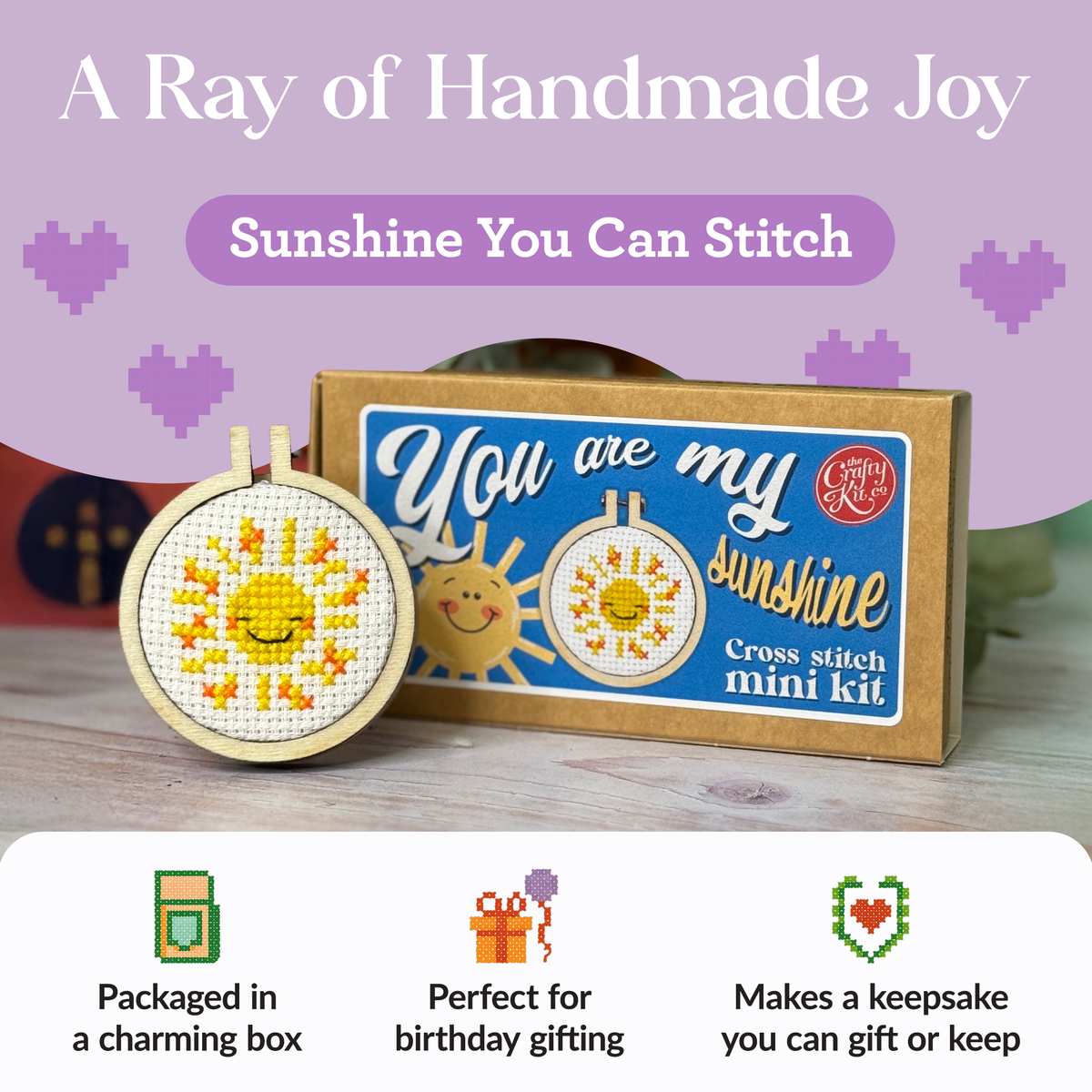 You are my Sunshine Mini Matchbox Cross Stitch Kit