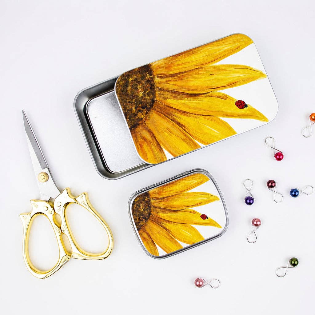 Sunflower Stitch Marker Tin