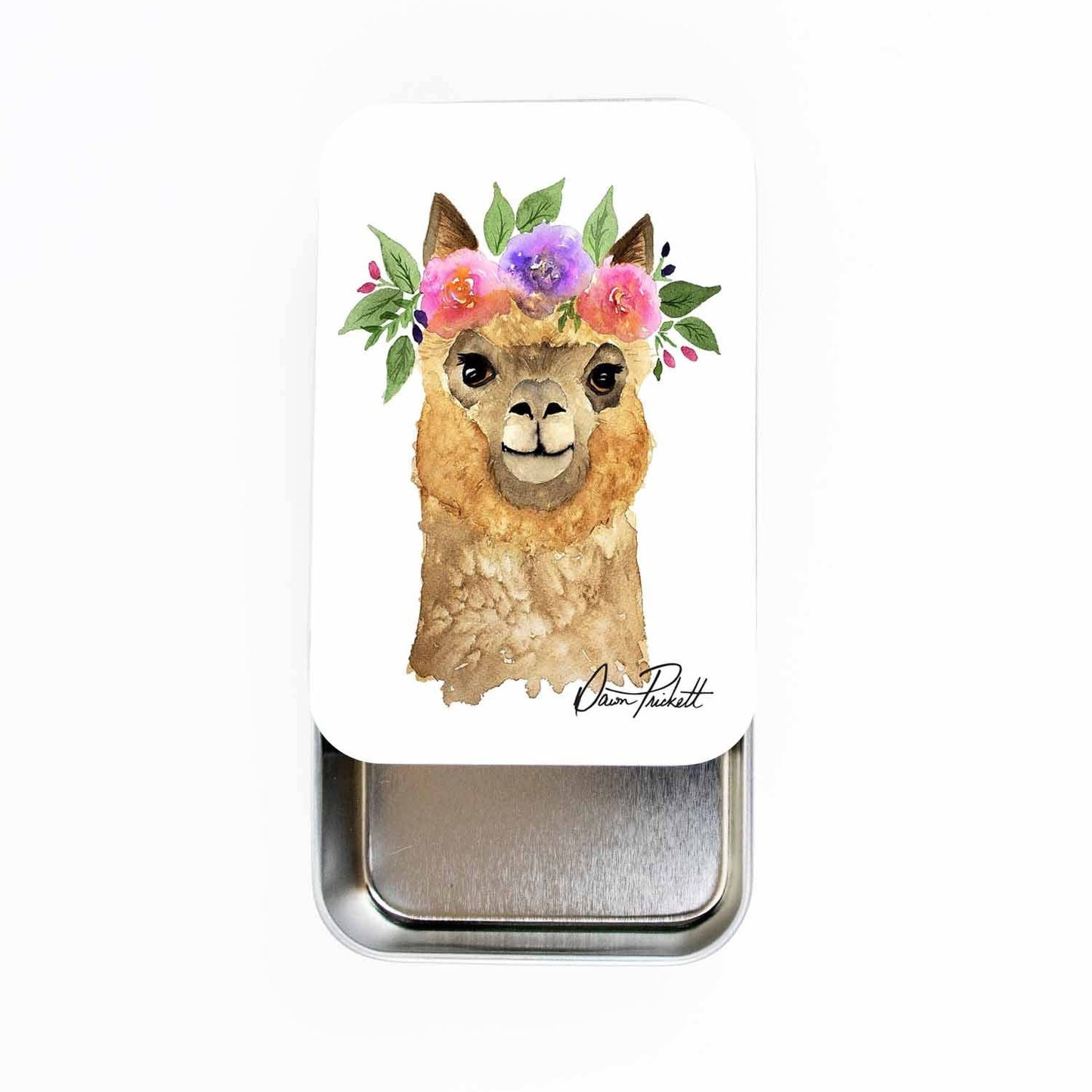 Flower Alpaca Stitch Marker Storage Tin