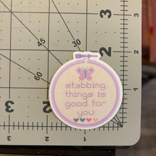 Stabbing Things is Good For You Vinyl Sticker
