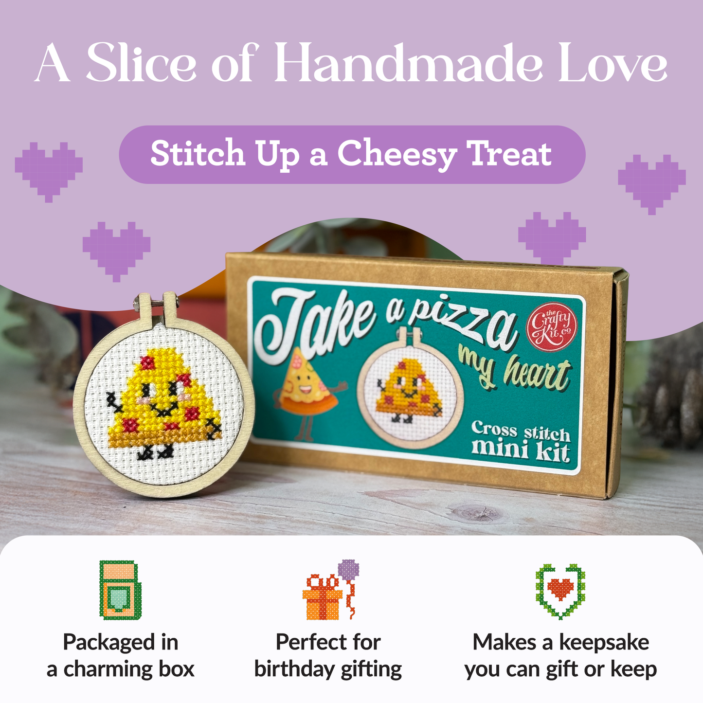 Take A Pizza My Heart Mini Matchbox Cross Stitch Kit