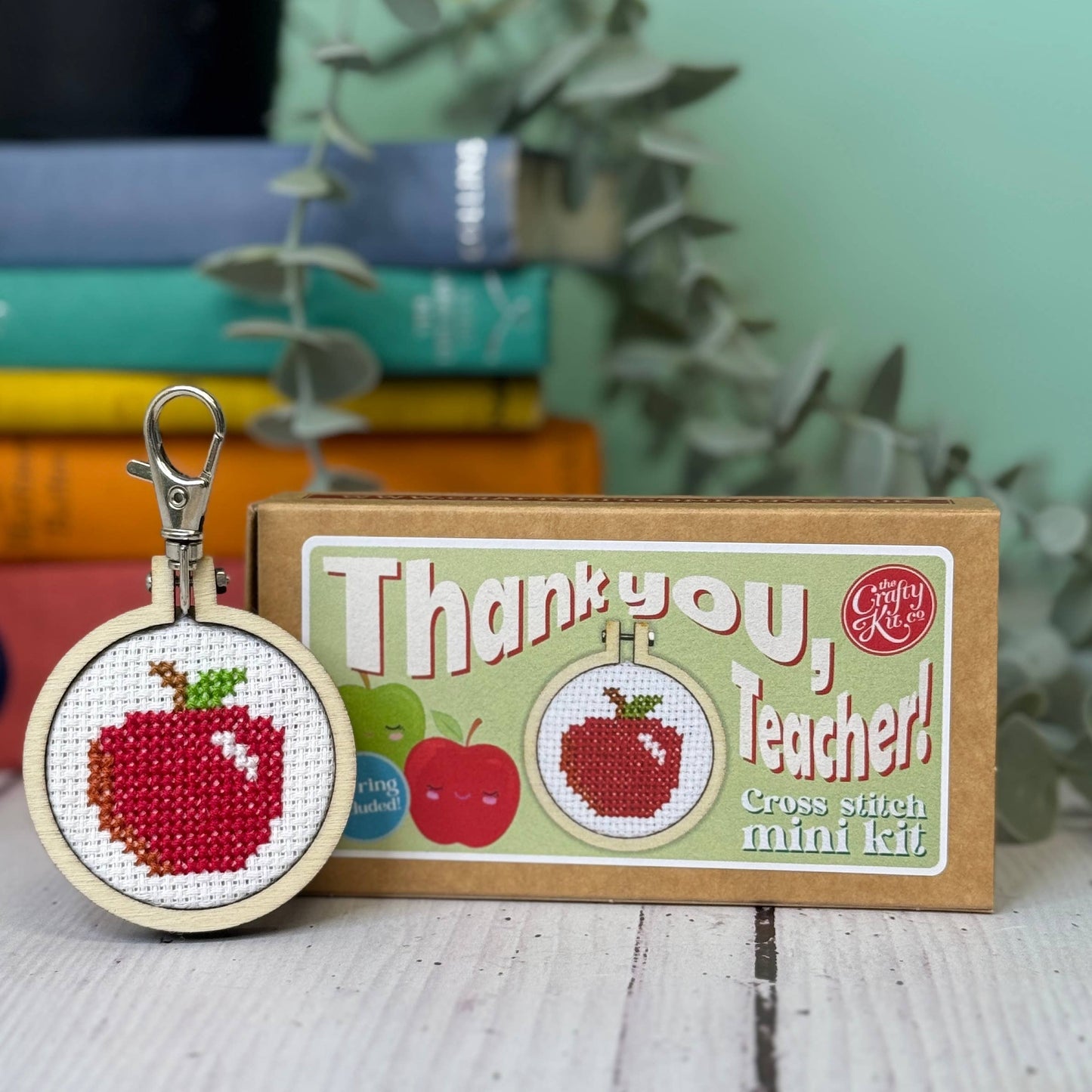 'Thank you, Teacher!' (apple) Mini Matchbox Cross Stitch Kit