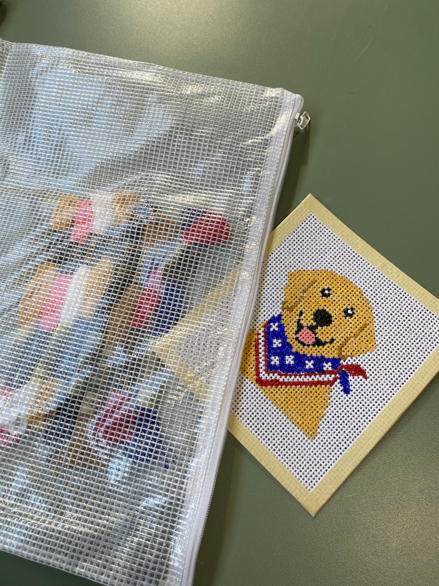 Dog w Bandana - Hand Painted Needlepoint Kit