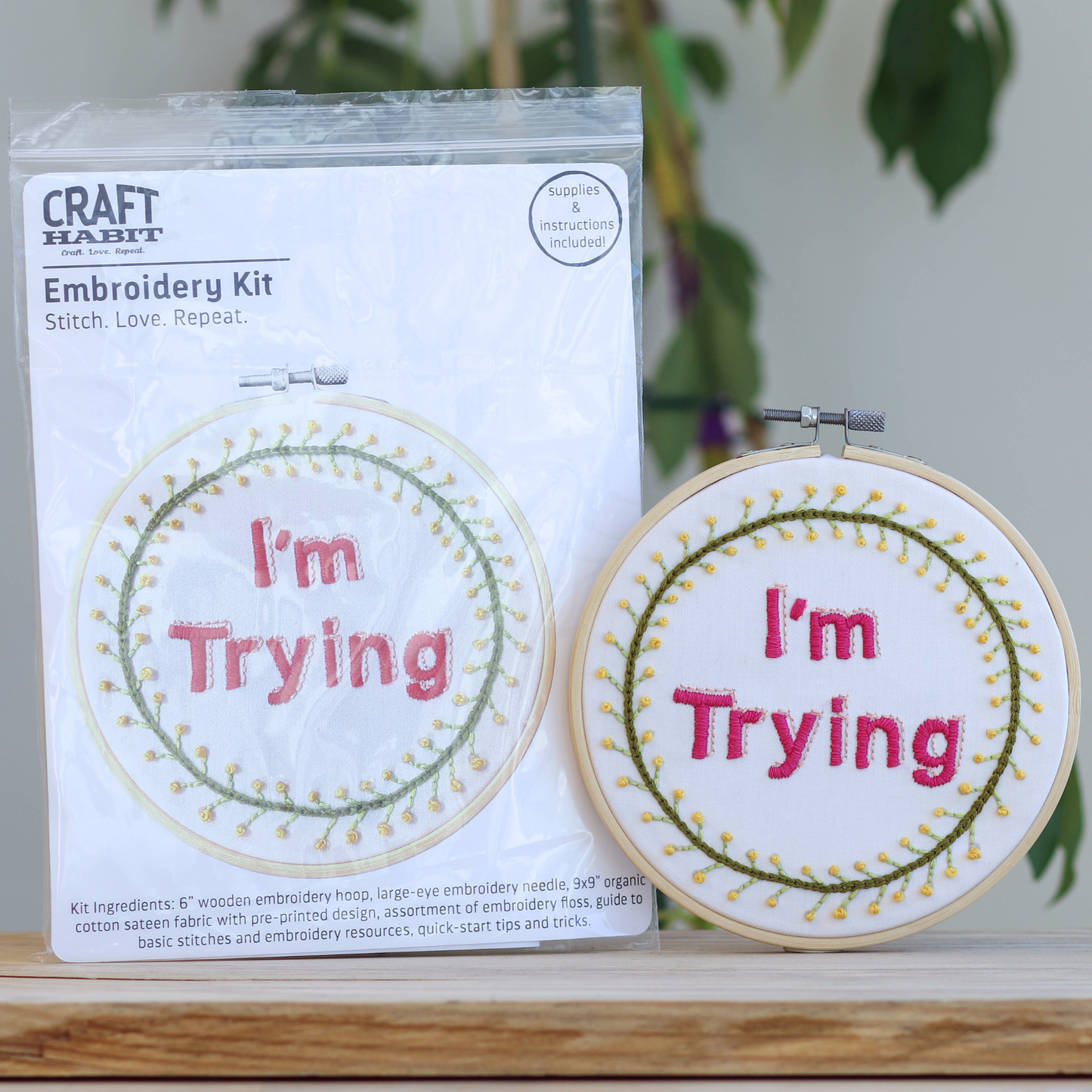 I'm Trying Embroidery Kit