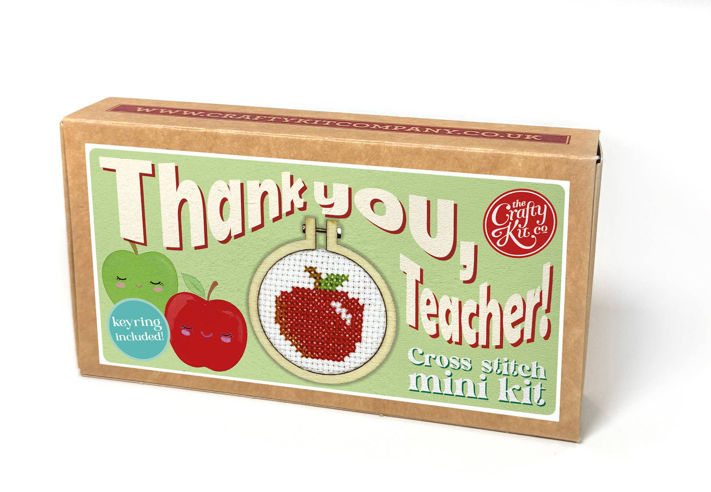 'Thank you, Teacher!' (apple) Mini Matchbox Cross Stitch Kit