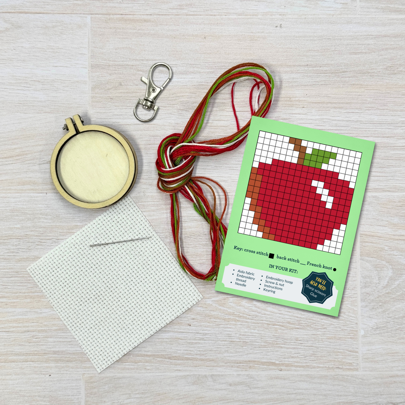 'Thank you, Teacher!' (apple) Mini Matchbox Cross Stitch Kit