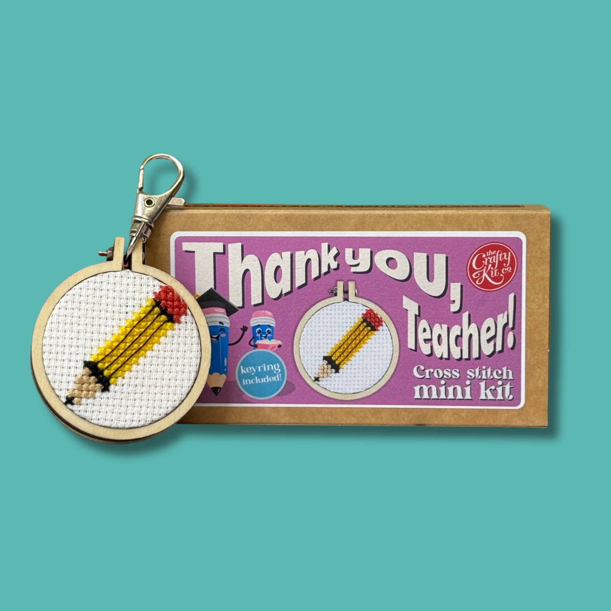 'Thank you, Teacher!'(pencil) Mini Matchbox Cross Stitch Kit