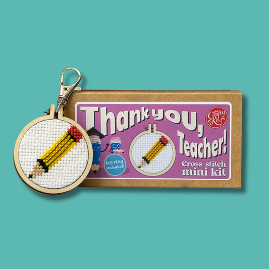 'Thank you, Teacher!'(pencil) Mini Matchbox Cross Stitch Kit