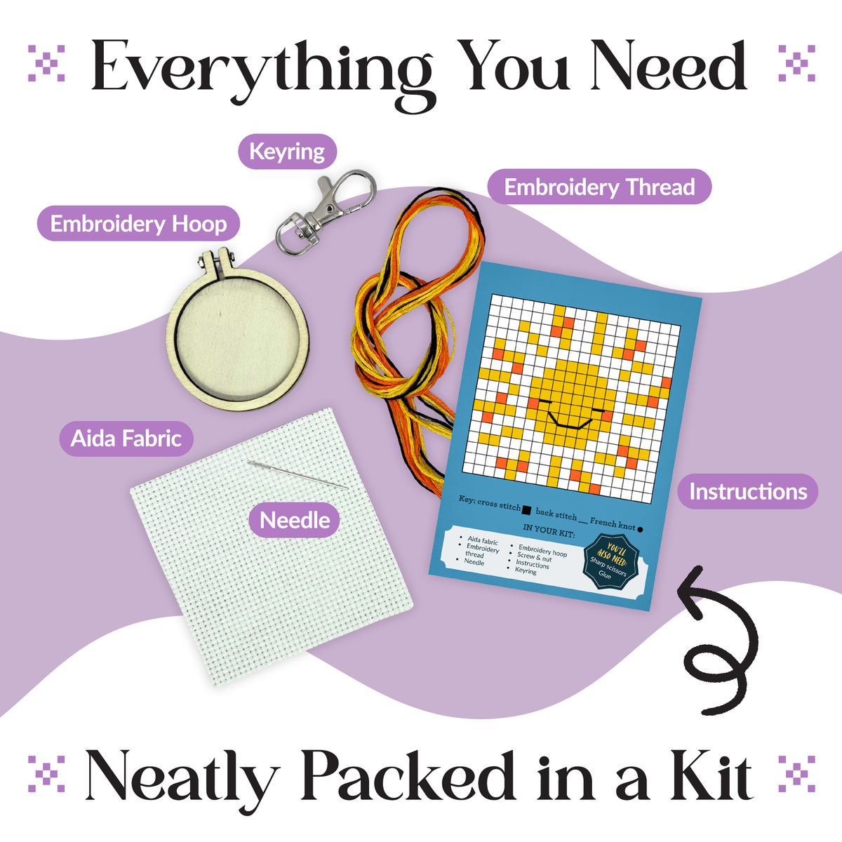 You are my Sunshine Mini Matchbox Cross Stitch Kit