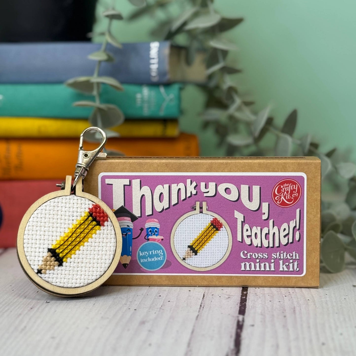 'Thank you, Teacher!'(pencil) Mini Matchbox Cross Stitch Kit