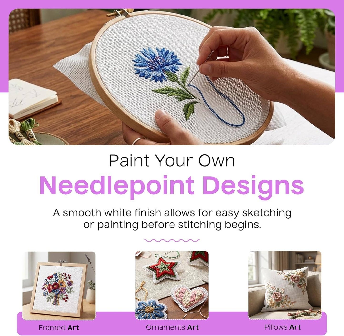 Blank Needlepoint Canvas Sheets Set of 6 13 Mesh Mono Canvas
