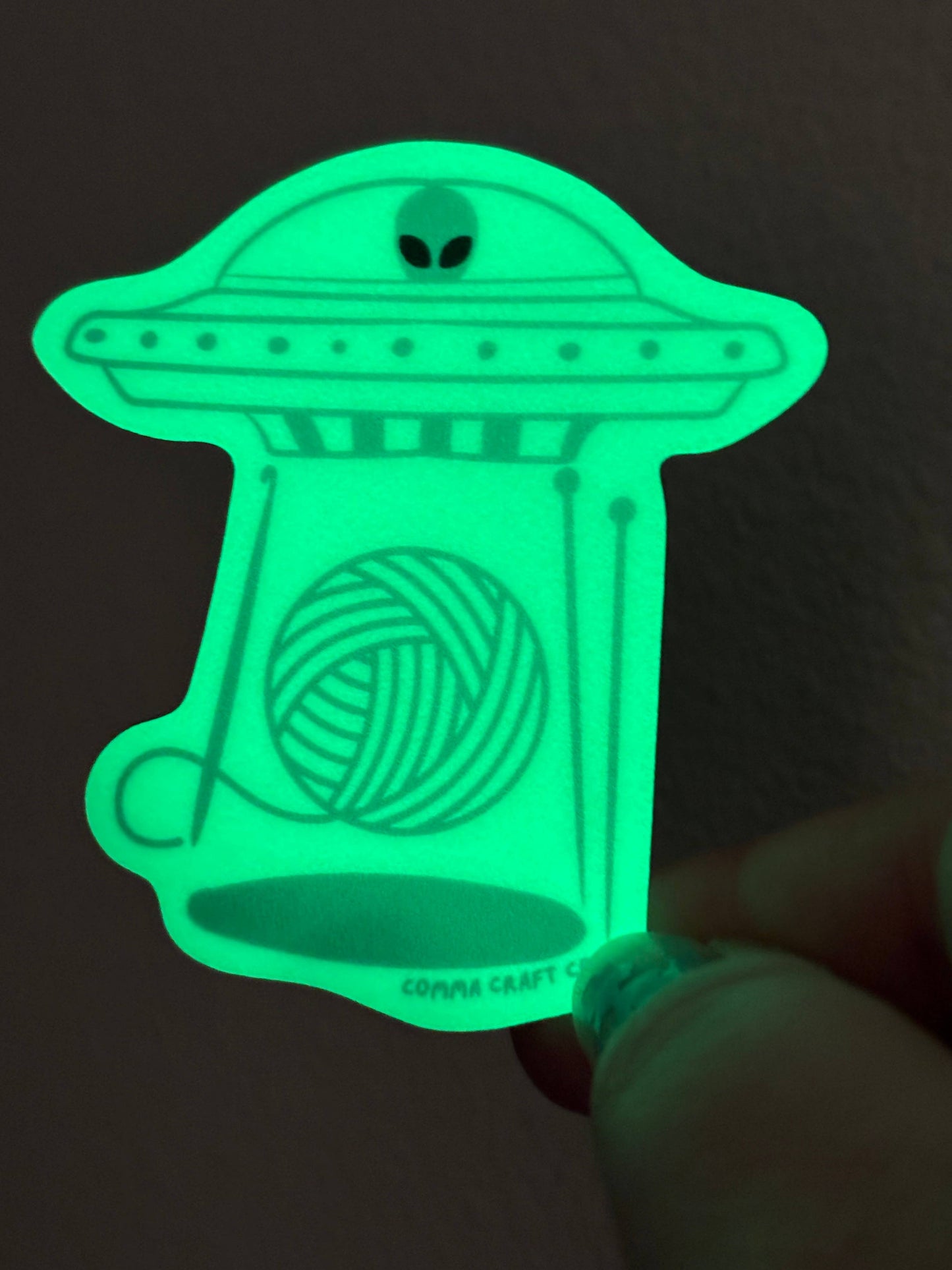 Glow in the Dark Vinyl Sticker - UFO Alien