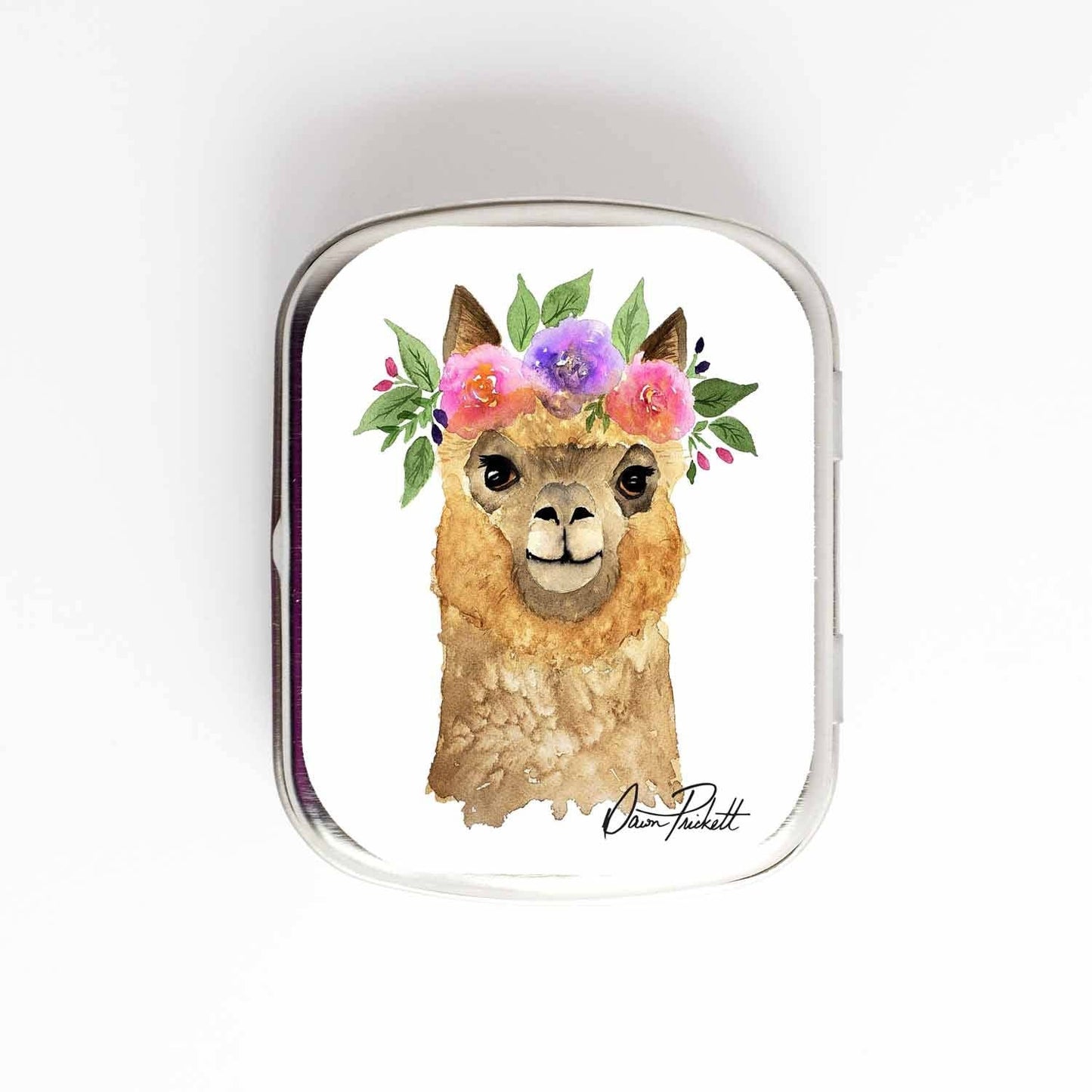 Flower Alpaca Stitch Marker Storage Tin