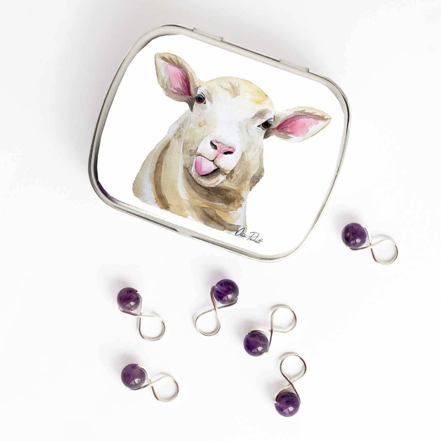 Sassy Sheep Stitch Marker Storage Tin