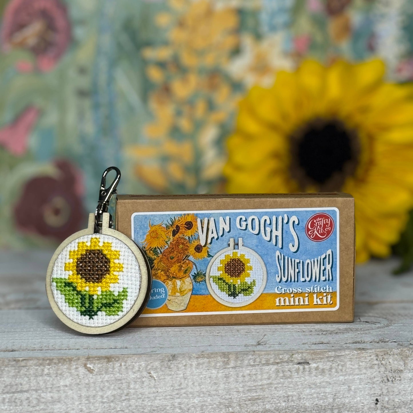 Van Gogh's Sunflower Mini Matchbox Cross Stitch Kit